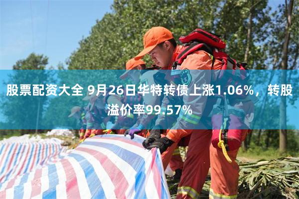 股票配资大全 9月26日华特转债上涨1.06%，转股溢价率99.57%